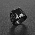 thumbnail image 2 of Stainless Steel Men's Ring Gemstone Hip Hop Style Black Jewelry Gift, 2 of 5