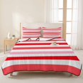 thumbnail image 3 of King Quilt Set 96''x106'', Red Pink Striped Lightweight Summer Bedspread Coverlet Set with 2 Pillow Shams, Farmhouse Stripes Simple Art Breathable All Season Quilt Bedding for Bedroom/Guest Room, 3 of 9