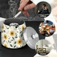 thumbnail image 4 of Yayeee Ashtray with Lid for Cigarette Smokeless Stainless Steel Home Ash Holder, Sunflower Pattern, 4 of 7
