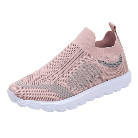 

GNEIKDEING Ladies Colorblock Mesh Breathable Comfortable Flat Casual Sneakers Gift on Clearance