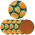 thumbnail image 2 of Cantaloupe Set of 6 Round Microfiber Leather Coasters, 11x11 cm/4.3x4.3 in Drink Coasters for Home and Office, Heat, Stylish Table Mats, 2 of 6