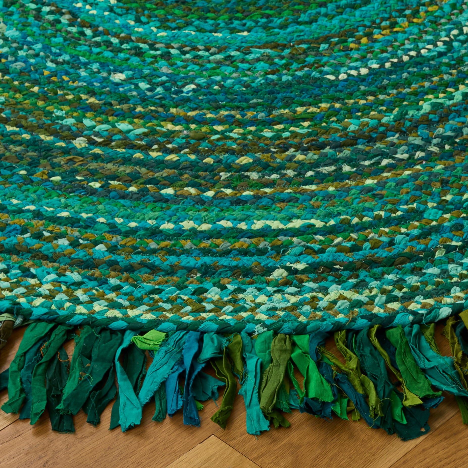 Safavieh Braided Paisley Transitional Cotton Reversible Area Rug, Green, 3' x 3' Round