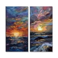 thumbnail image 2 of Designart "Coastal Sunset Contemplation with Cloudy Sky and Wild Waves I" Beach Wall Art Set Of 2 - Coastal Yellow Gallery Wall Set For Home Decor, 2 of 6