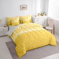thumbnail image 2 of Castle Fairy Retro Striped Panel Full Size Bedding Sets 7 Pieces,Minimalism Tiny Heart Full Size Bed in a Bag,Mustard Yellow White,Reversible, 2 of 7