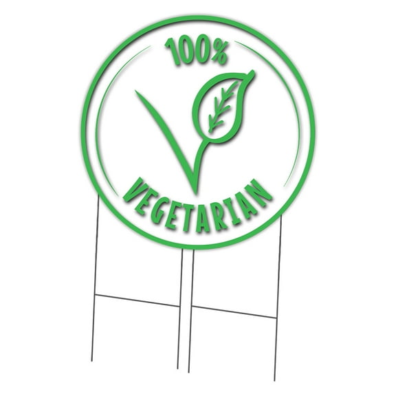SignMission Corrugated Plastic Sign With Stakes 36" Circular - Farmer's Market Vegetarian | Coroplast Yard Sign With Stake |  Made in the USA