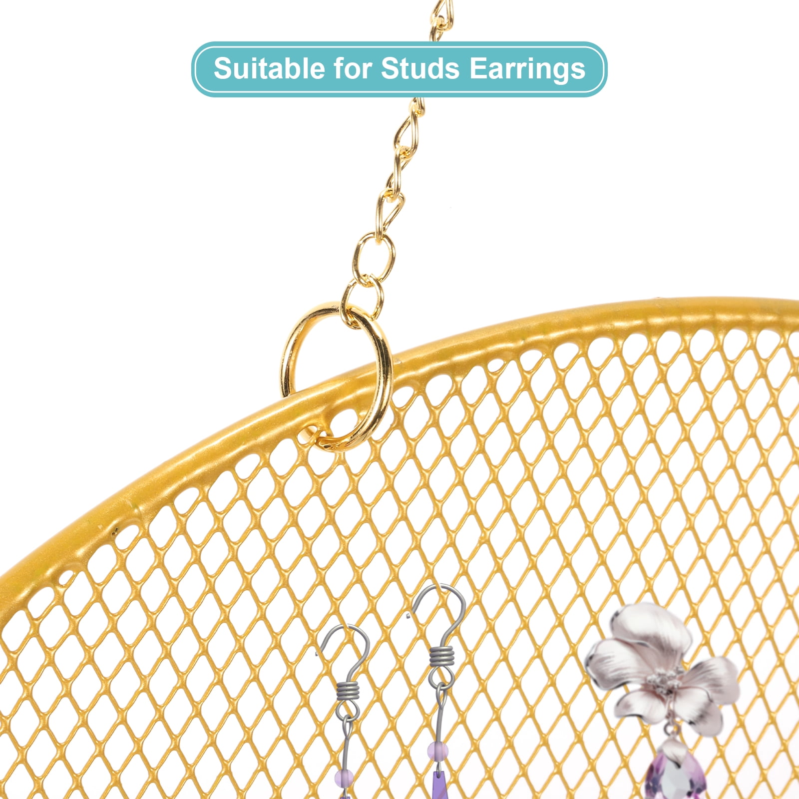 2 Set Earring Holder Organizer Wall, Necklace Holder Hanging Earring Organizer Jewelry Organizer Wall with 20 Hooks for Earring Necklace Jewelry Wall Home Decoration, Round