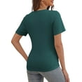 thumbnail image 3 of FOLUNSI Women's Plus size Top V Neck Slim Fitted T-Shirt Front Surplice Wrap Short Sleeve Blouses M-4X, 3 of 5