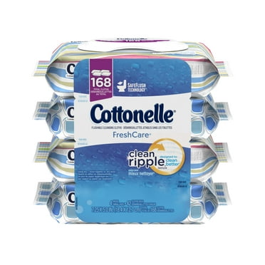 Cottonelle Flushable Wet Wipes, 4 Flip-Top Packs of 42 Wipes, 168 Total Wipes