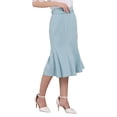 thumbnail image 3 of Falda de cola de pez elegante para mujer Inspire Chic, con cintura alta y cinturón, falda midi de trabajo, color azul claro L, 3 of 5