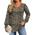 thumbnail image 3 of Zeagoo Womens Plus Size Tops Puff Long Sleeve T-Shirts Pleated V Neck Tunics Fall Dressy Casual Loose Blouse, 3 of 5