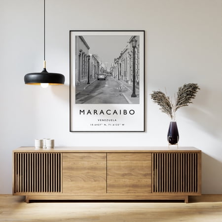 Onimhouse Poster Maracaibo Venezuela Travel Print, Maracaibo Travel Poster, Venezuela Travel Print, South America Travel Poster, Travel Gift, Black And White- UNFRAMED