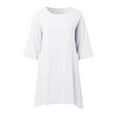 thumbnail image 4 of Women's Summer Fresh And Sweet Cropped Sleeve Solid Color Loose Casual Pocket And Linen Dress Summer Dress for Women Casual Women plus Size Dress Women Dressers Knit Dress Travel Dresses for Women, 4 of 4