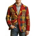 thumbnail image 1 of Vestido de Ceremonia de Impresión de Corduro de Abrigo Largo para Hombre con Blazer de Fiesta de Botón de Bolsillo, 1 of 4