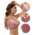 thumbnail image 3 of Unique Bargains Front Closure Full Coverage Wirefree Bras S Dusty Pink, 3 of 6