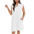 thumbnail image 3 of Amzcrzy Robes pour Femmes Robe d'Été Tendance Couleur Unie Sans Manches Col Rabattu Robes Décontractées pour Femmes Col en V Robes Amples Confortables Mini Robe, 3 of 8