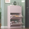 thumbnail image 4 of Shoe Storage Cabinet for Entryway, Pink Shoe Cabinet with 3 Flip Drawers, Hidden Shoes Rack Freestanding Storage Organizer for Entryway,Closet, Living Room,Hallway 47.24"H × 31.50"W × 9.44"D, 4 of 12