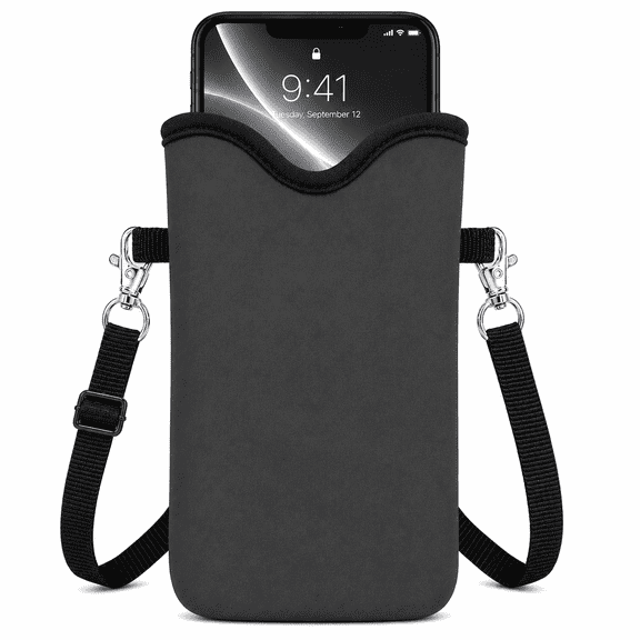 Universal Cell Phone Pouch with Adjustable Strap, Lightweight Phone Holder, Anti-Slip Interior, Charcoal Gray