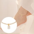 thumbnail image 1 of Tobillera personalizada con iniciales de 26 letras | Cadena de pedrería | Joyería de moda europeo-americana | Accesorio ajustable para vacaciones en la playa delicada | Uso duradero para múltiples, 1 of 5
