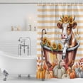 thumbnail image 3 of Funny Cow Fall Shower Curtain, Waterproof Shower Curtains for Bathroom, Thanksgiving Pumpkin Bathtub Orange Striped Washable Fabric Bathtub Curtain Set Bath Decor with 12 Hooks 72"x78", 3 of 8