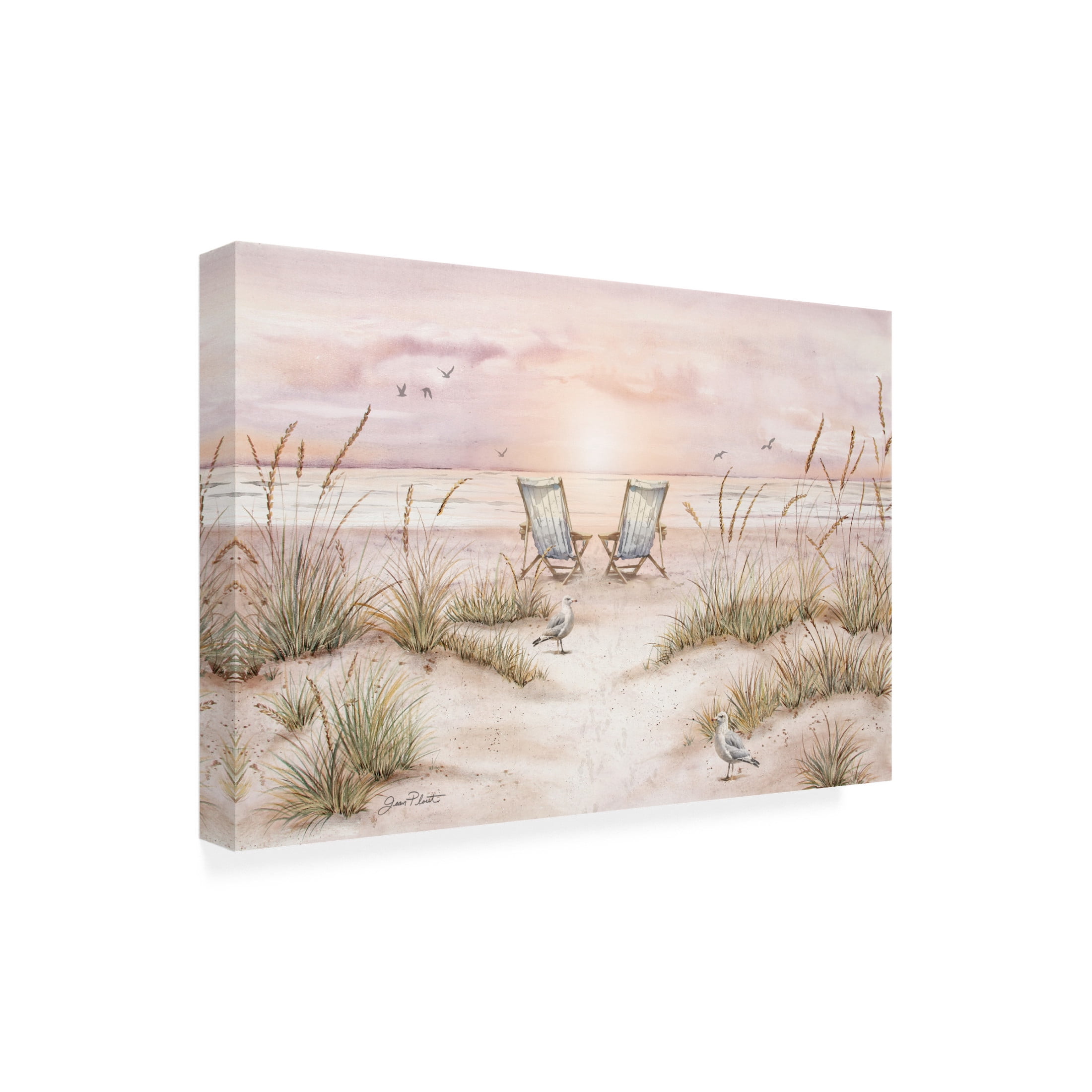 Canvas Wall Art - Jean Plout 'Sand Dune Chairs' Wall Art for Living Room, Bedroom, or Office Décor by Trademark Fine Art - 32 x 22 Inches