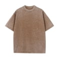 thumbnail image 2 of Mfakffe Men's Cotton T-Shirts Oversized Unisex Short Sleeves Casual Loose Wash Solid Basic Tee Tops(Light Brown,4XL), 2 of 5