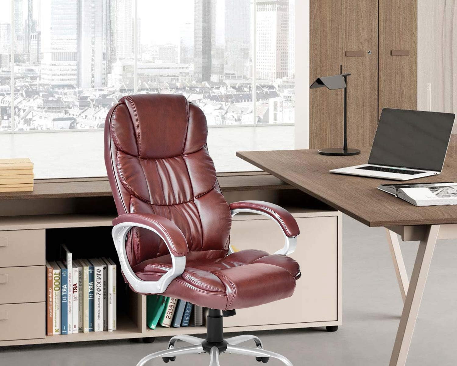 FDW  Ergonomic Office Chair, Lumbar Support, Rolling Swivel for Men, Women(Brown)