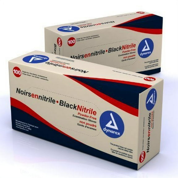 Dynarex Black Nitrile Exam Gloves, Heavy-duty, Powder Free, Case/10 Boxes (X-Large- 1000/Case)