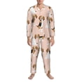 thumbnail image 3 of Fotbe Beagle Dog On Brown Pijama de Hombre con Estampado de Manga Larga, Conjunto de 2 Piezas, Ropa de Dormir Suave y Cómoda con Bolsillos-XX-Large, 3 of 7