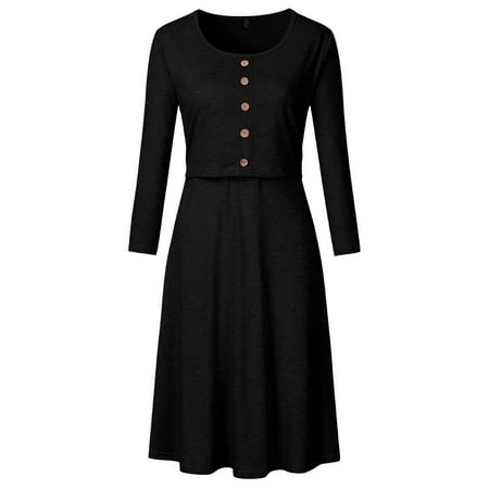 

Women Maternity Dress Casual Fashion Long Sleeve Button Nursing Dress For Breastfeeding Mama Sundress Casual Fashion Summer Clothing