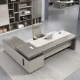 thumbnail image 2 of Corner L Shaped Office Desk Reception Living Room Executive Storage Computer Desks Luxury Standing Mesa De Escritorio Furniture My Lux Decor Round, 2 of 30