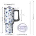 thumbnail image 2 of 40oz Pioneer Flower Floral Print Pattern Insulated Tumbler with Handle, BPA-Free Leak Proof Lid and Straws, Double Wall Vacuum, Hot 12h/Cold 34h, 2 of 6