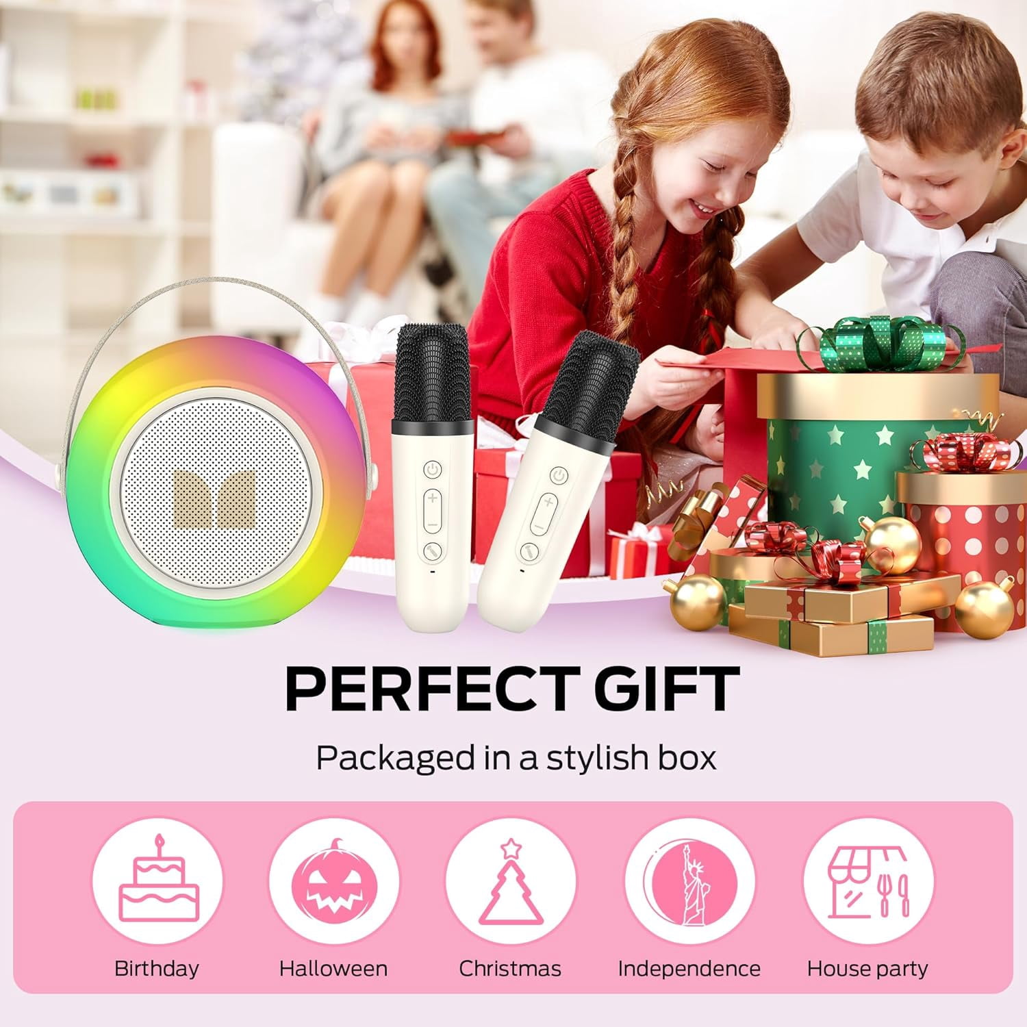 Monster MS62112 Hotshot Plus Portable Bluetooth Speakers, Mini Karaoke Machine, S15-White