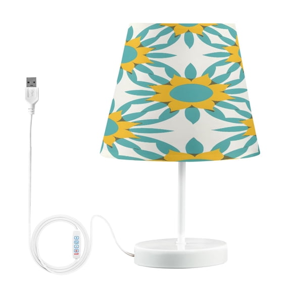 Ryvnso LED Bedside Table Lamp Sunflowers with Turquoise Bedroom Desk Lamps Nightstand Lampshade M