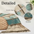 thumbnail image 6 of Farmhouse Teal Brown Throw Pillow Cover, Pillowcase Protectors with Zipper, Breathable Decorative Lumbar Pillow Case Cover, Vintage Retro Ombre Wooden Pillow Shams for Couch Sofa 16x24Inch, 6 of 8