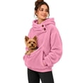 thumbnail image 3 of YMNXA Women Pet Pouch Hoodie Yorkshire Terrier Print Long Sleeve Pullover Button Collar Sweatshirt with Front Pocket for Small Pets Winter Seasonal Themed Event,XL, 3 of 9