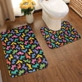 thumbnail image 2 of Honeii Colorful Geometric Dog Pattern Bathroom Anti-Skid Pad Bathroom Mat Vintage Seamless Pattern Not-Slip Toilet Rug Set, 2 of 6
