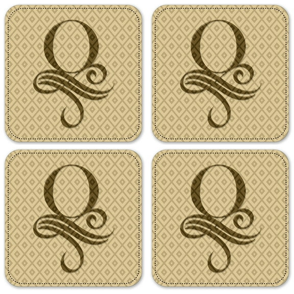 Vinyl Drink Coasters - Set of 4 - Letter "O" Monogram