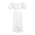 thumbnail image 5 of IUYRTFE Women's Off Shoulder Puff Sleeve Top and Midi Skirt Set 2 Piece Summer Casual Outfit, 5 of 5