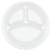 Dart Unlaminated Foam Compartment Plates 9" Diameter Plate - Foam, Plastic - 500 Piece(s) / Carton