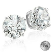 AMDA STORE 925 Sterling Silver 3 Carat TW Round Cut AAA+ Cubic Zirconia Stud Earrings CZ