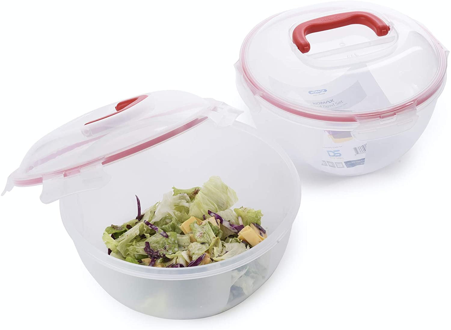 Komax Biokips Large Salad Bowl with Lid Set of 2 Clear Mixing Bowls 4