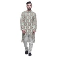 thumbnail image 1 of Atasi Printed Long Sleeve Kurta For Men Button Down Cotton Slub Ethnic Shirt, 1 of 5