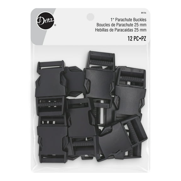 Dritz 1" Parachute Buckles, Black, 12 Pc