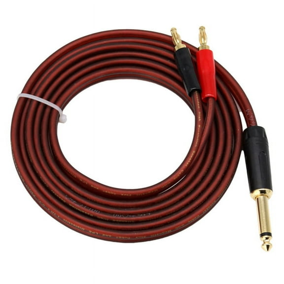 2X 1/4 to Banana Plug,6.35mm Phono Plug Speaker Audio Cable,Gold-Plated Male Dual Banana(1.5M)
