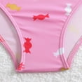 thumbnail image 7 of Huowey Baby Toddler Swimwear 3 Piece Cute Cartoon Print Drawstring Bikini Set Round Neck Fashionable High Waist Brief Separates Short Sleeve Cover Up Cardigan Beachwear Summer Swimsuit,Pink,5-6 Years, 7 of 7