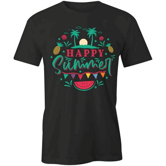 Happy Summer T-Shirt | Seasonal Fun Black Tee Gift