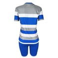 thumbnail image 4 of Women's Plus Size Sets Striped 2 Piece Short Sleeve Crewneck T Shirt and Biker Shorts Outfits Summer Casual Stretchy Workout Suits, 4 of 9