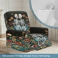 thumbnail image 4 of FUIALDOLG Skeleton Couple Floral Print Universal Fit Stretch Recliner Covers Couples Home Decor 4-Pcs Stay in Place Elastic Edges with Side Storage Pocket Machine Washable Sofa Protector, 4 of 7