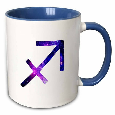 - 3dRose Sagittarius horoscope symbol - purple zodiac astrological star sign - Two Tone Blue Mug, 11-ounce