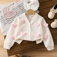 thumbnail image 2 of Ulitacool Girls Sweater Heart Print Long Sleeve Crewneck Knit Cardigan Yarn For And Cozy Wear Pullover Tops Blouse Soft Warm Clothes White 3-4 Years, 2 of 8